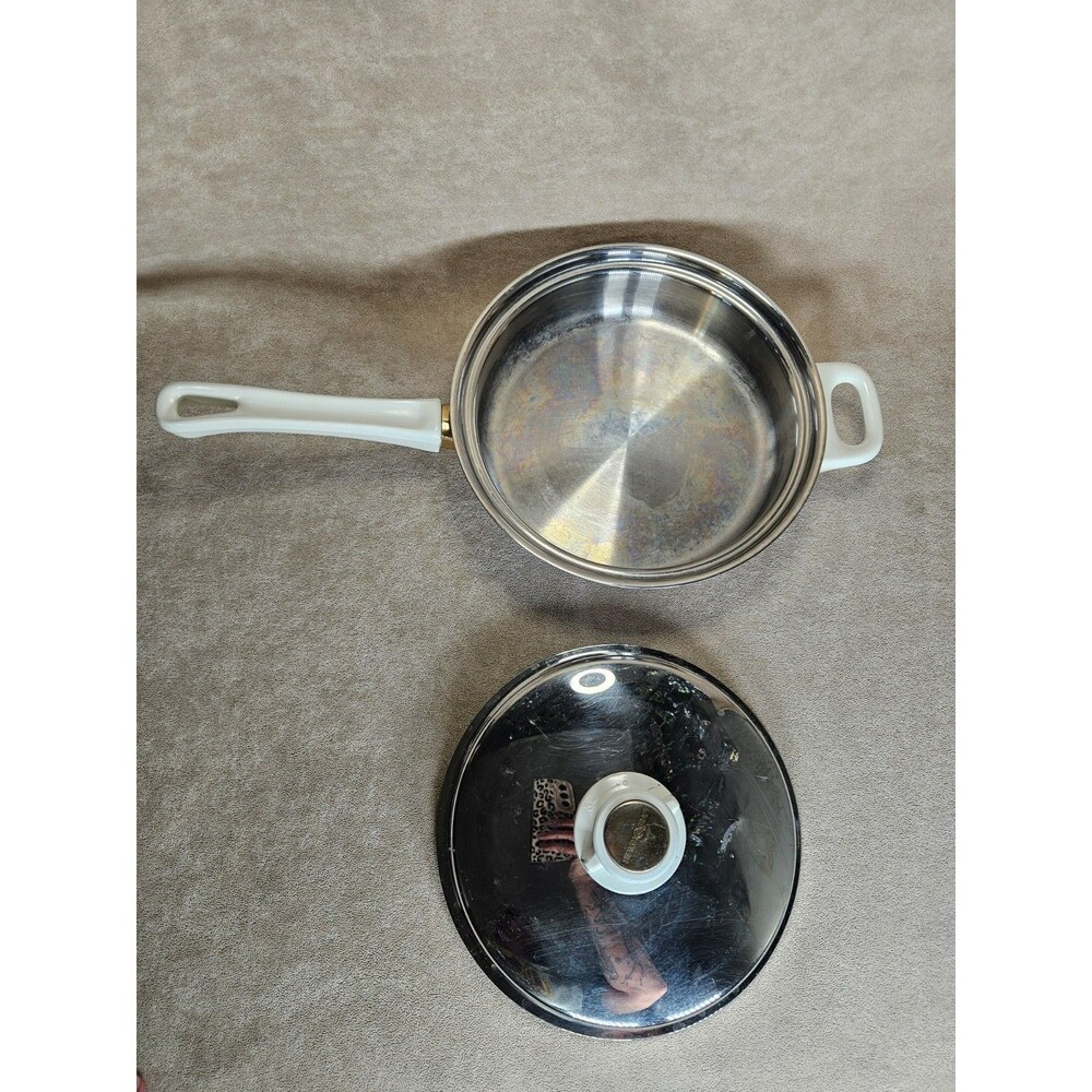 Health Craft 5 Ply Nicromium Surgical Steel 9.5” Pan With Lid Made In USA Heavy